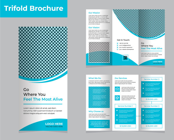 创意旅游三页宣传册模板图片下载