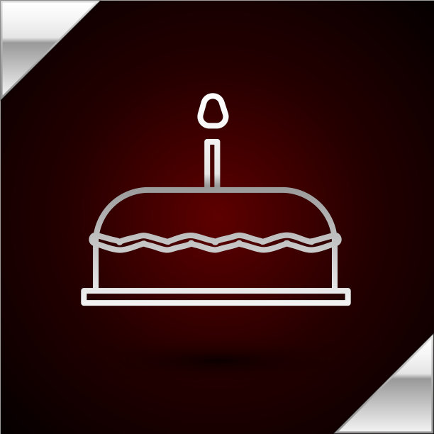 银线蛋糕与燃烧的蜡烛图标图片下载