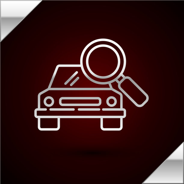 银色线车搜索图标孤立在暗红色图片下载