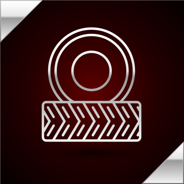 银线车轮图标孤立在暗红色图片下载