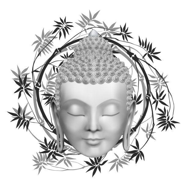 佛脸，竹t恤和纹身图片下载