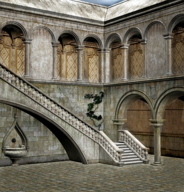 古老的城堡庭院图片下载