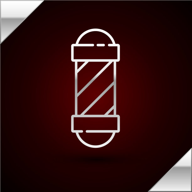 银线经典理发店标杆孤立图标图片下载