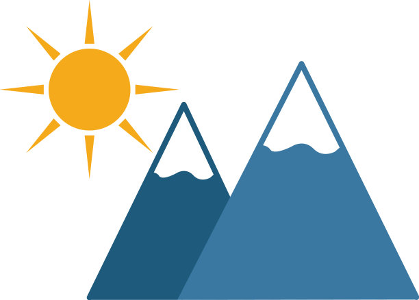 太阳和山脉象征着旅行中的简单元素图片下载