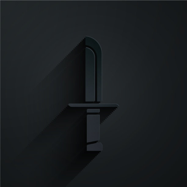 剪纸军事刀图标孤立在黑色图片下载