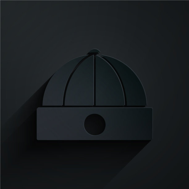 剪纸中国帽子图标孤立在黑色图片下载