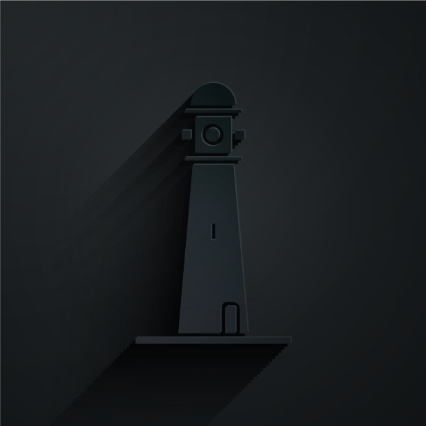 剪纸灯塔图标孤立在黑色图片下载