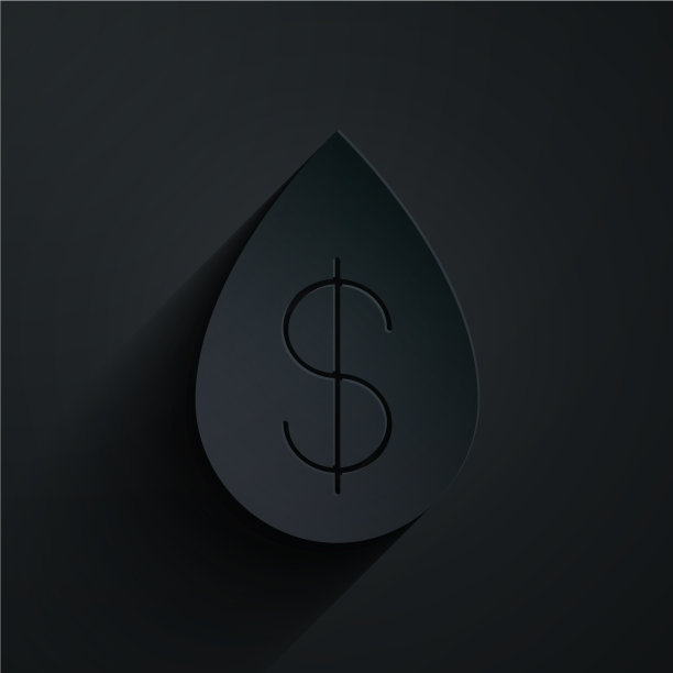 剪纸油滴与美元符号图标图片下载