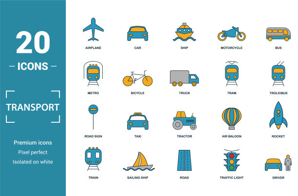交通图标集包括汽车的创意元素图片下载