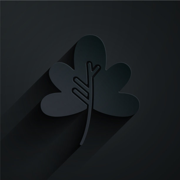 剪纸叶子图标孤立在黑色的背景图片下载