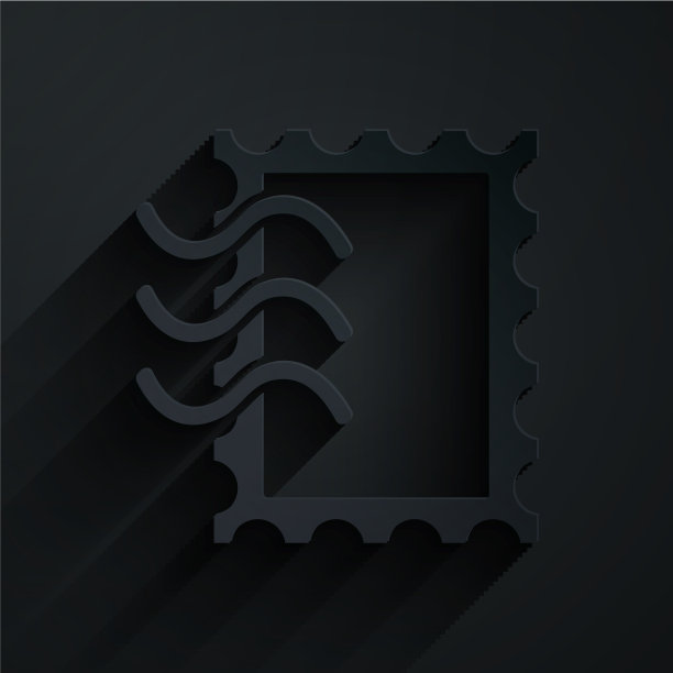 剪纸邮政邮票图标孤立在黑色图片下载