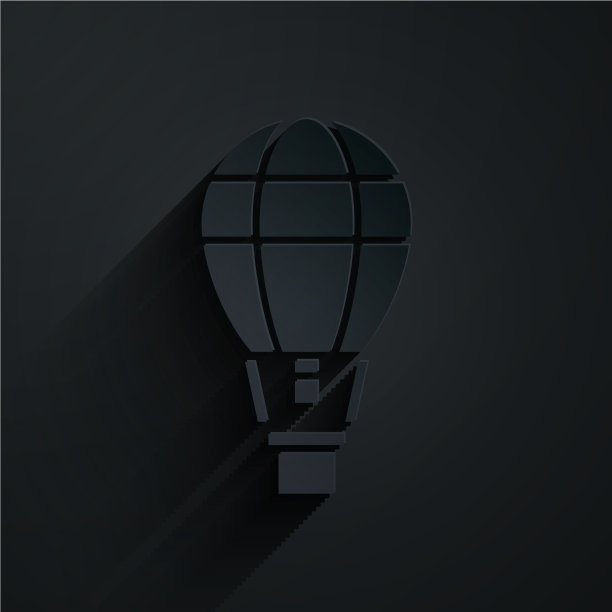 纸切热气球图标孤立在黑色图片下载