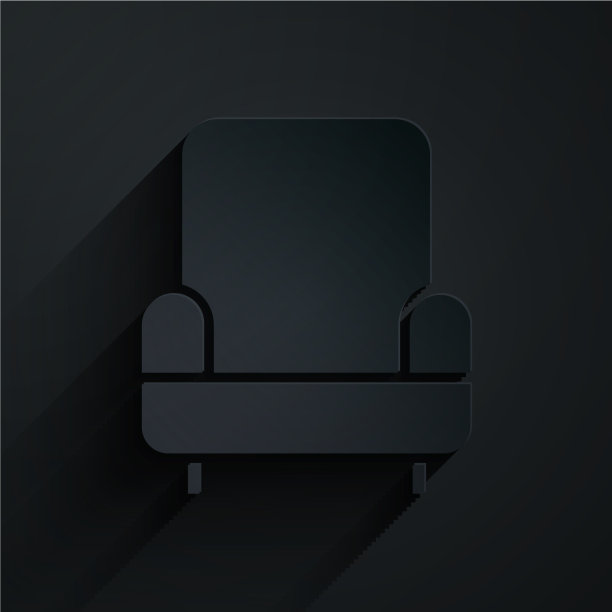 剪纸扶手椅图标孤立在黑色图片下载