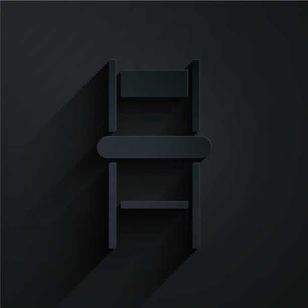 剪纸椅子图标孤立在黑色背景图片下载