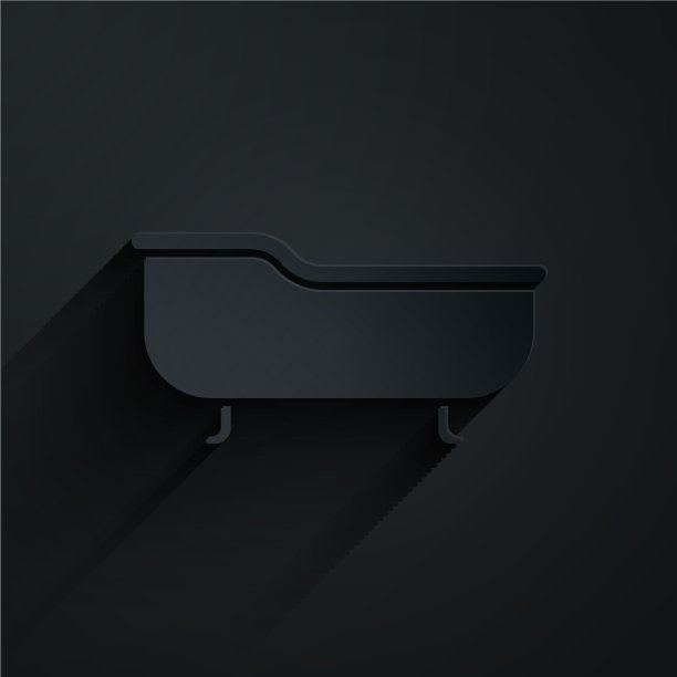 剪纸浴缸图标孤立在黑色图片下载