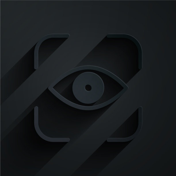 纸切眼睛扫描图标孤立在黑色图片下载