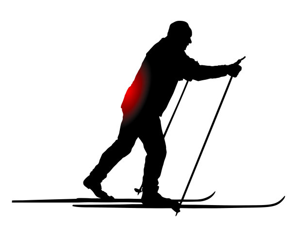 背部疼痛的越野滑雪者图片下载