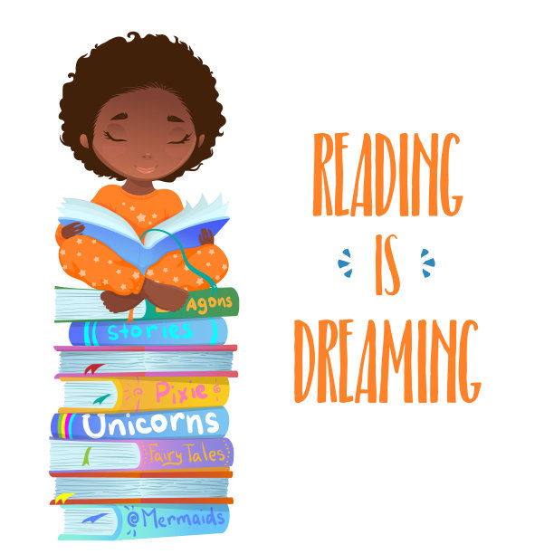 阅读女孩插画设计。图片下载