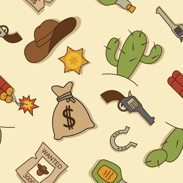 无缝图案的西部，狂野的西部，牛仔图片下载