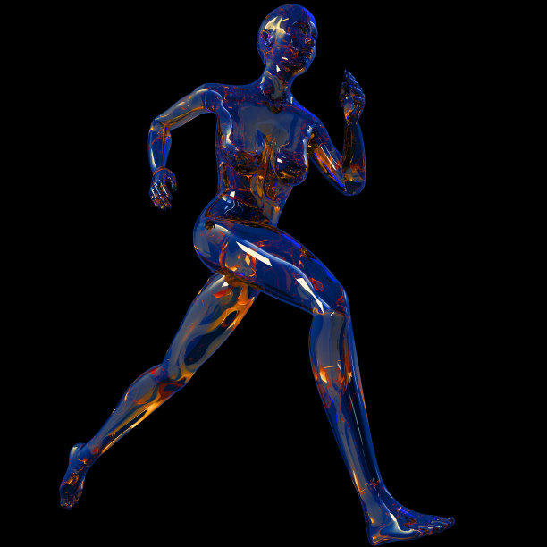 抽象数字插图从三维渲染的一个多彩的女子跑步运动风格图片下载