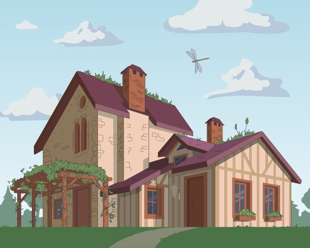 维多利亚时代的老房子。夏日的外表。图片下载