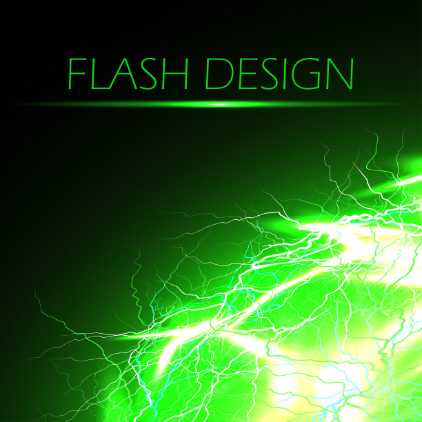 电球，闪电等离子球，圆形打击冲击地方在绿色与镜头光晕效果孤立在黑色背景。强大的放电现实的3d插图图片下载