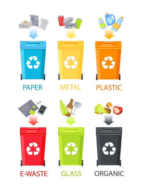 纸金属和电子废物矢量插图图片下载