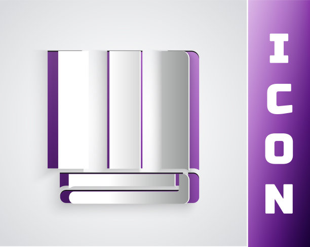 剪纸毛巾堆栈图标孤立在灰色背景。纸艺术风格。矢量图图片下载