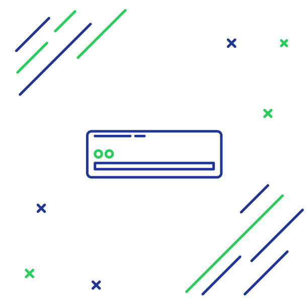 蓝绿线空调图标隔离在白色背景上。分体式空调。冷、冷气候控制系统。色彩斑斓的轮廓的概念。矢量图图片下载