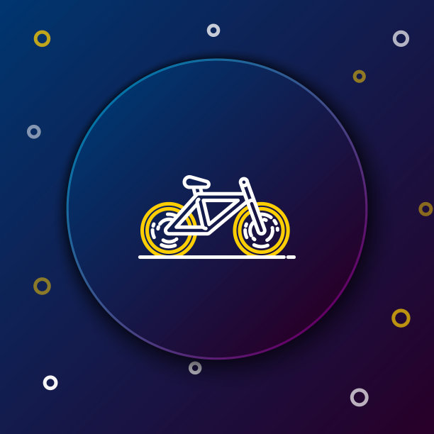 深蓝色背景上的自行车图标，极限运动装备图片下载