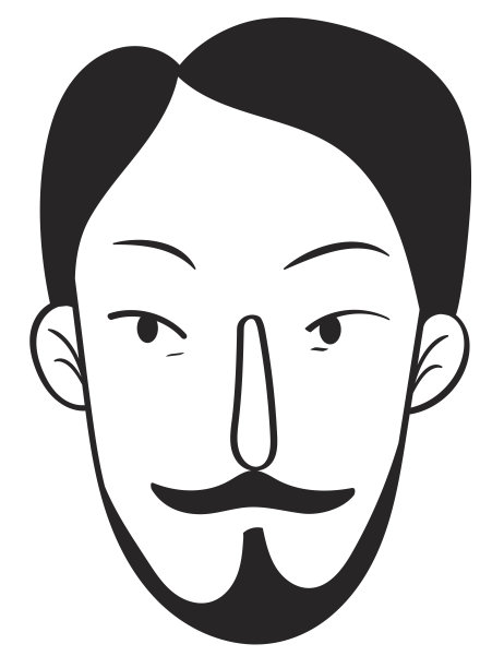 矢量黑白插图男子复古肖像与黑色头发，小胡子和胡子，山羊胡胡子图片下载