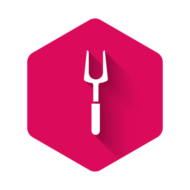 白色烧烤叉图标孤立与长影子图片下载