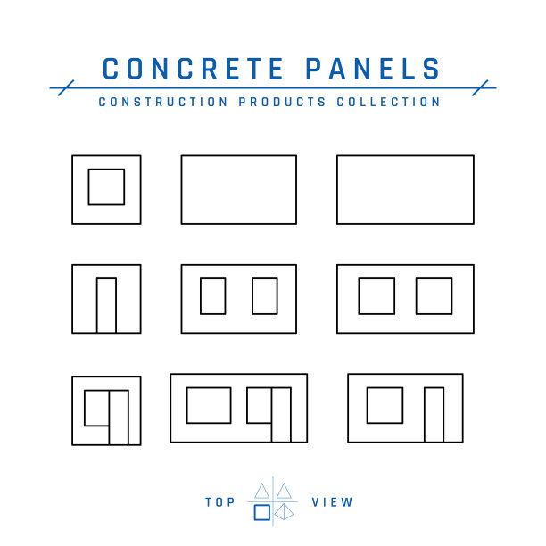 在等距视图图标的混凝土面板图片下载