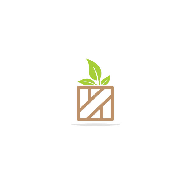 绿色树叶木盒标志图片下载