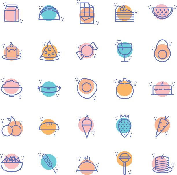 孤立的食品块线条风格图标设置图片下载