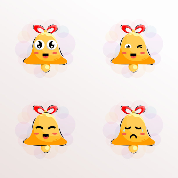 可爱的铃铛吉祥物与表情收集图片下载