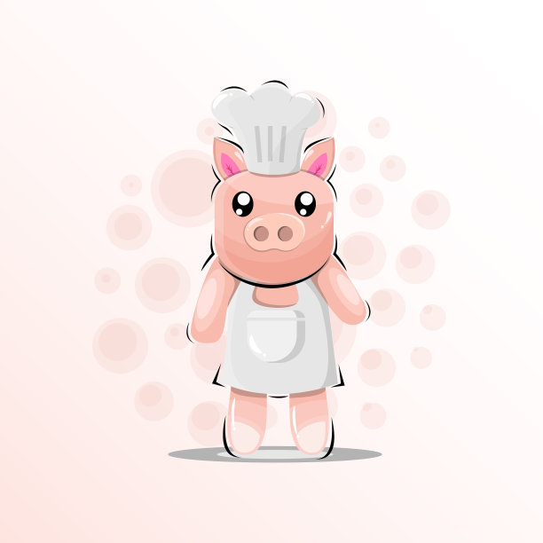 可爱的厨师猪吉祥物卡通设计图片下载