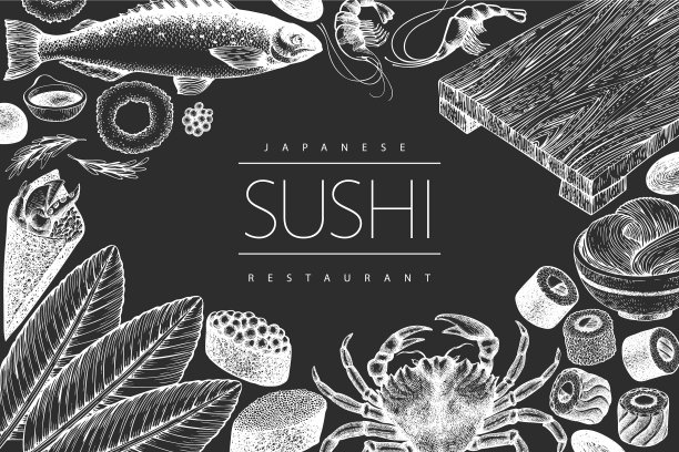 日式料理设计模板寿司手绘图片下载