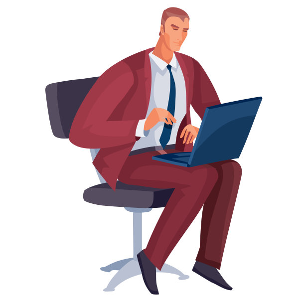 穿红衣服的商人坐在桌子上图片下载