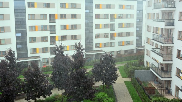 夏雨在城市朦胧的背景中图片下载