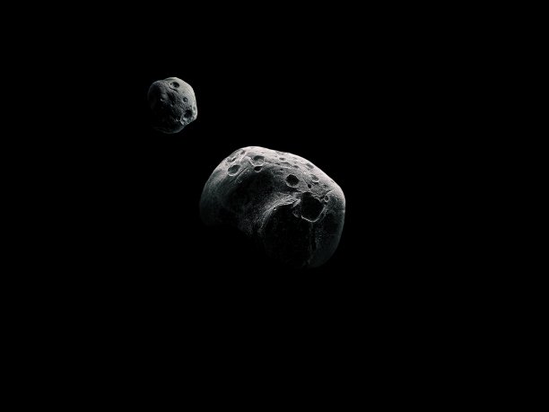 小行星与卫星在深空图片下载