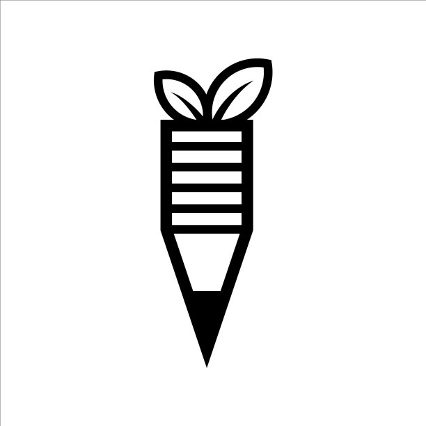 概念铅笔和树叶设计标志图片下载