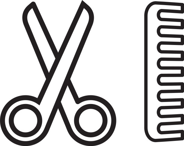 梳子和剪刀的图标模板黑色图片下载