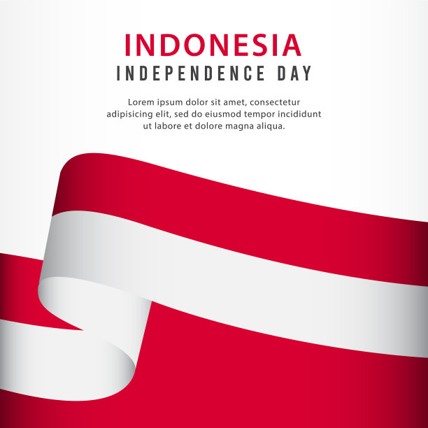 印度尼西亚独立日庆祝旗帜设置图片下载
