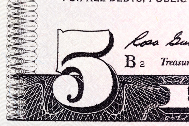 5美元钞票特写镜头。宏观上的美国货币。图片下载