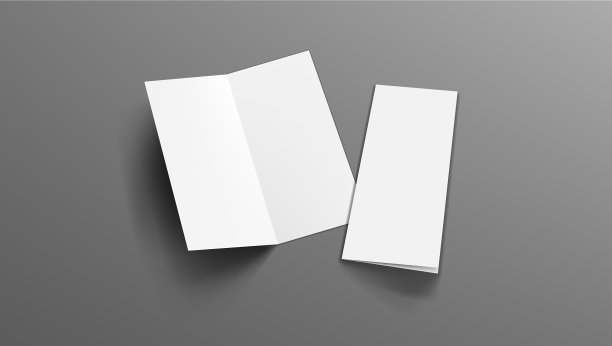 细长的垂直半折叠的宣传册上灰色图片下载
