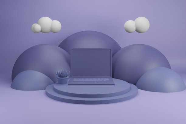 商务笔记本模型在最小的3d渲染设计图片下载