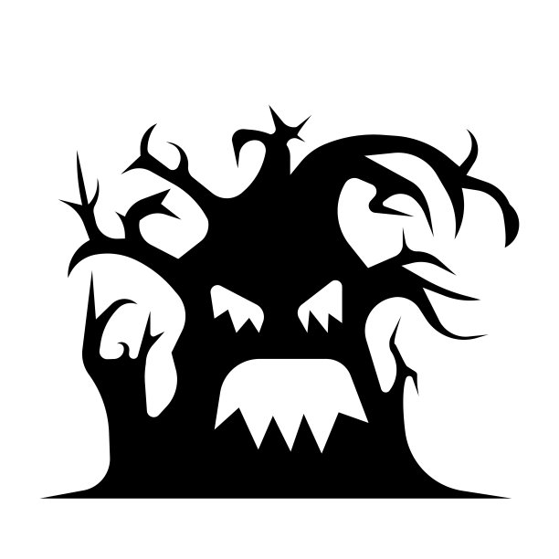 万圣节幽灵的黑色和白色的树剪影。矢量插图。图片下载