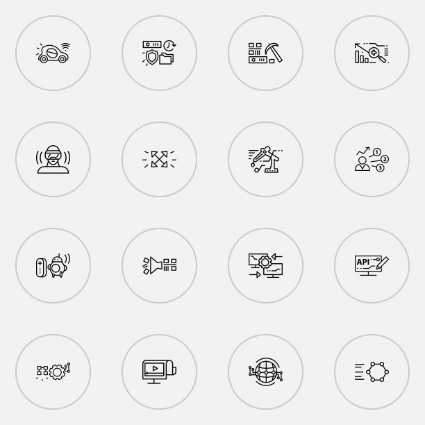 自动化连接图标线性样式集图片下载