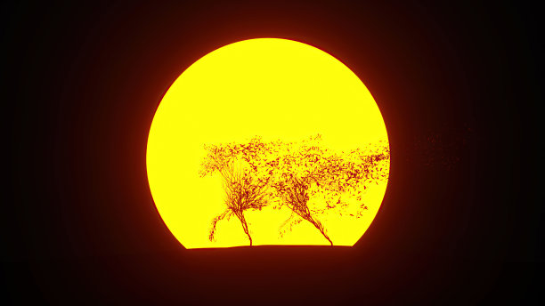 生长中的树的剪影，形状像一匹马。环保的概念。图片下载